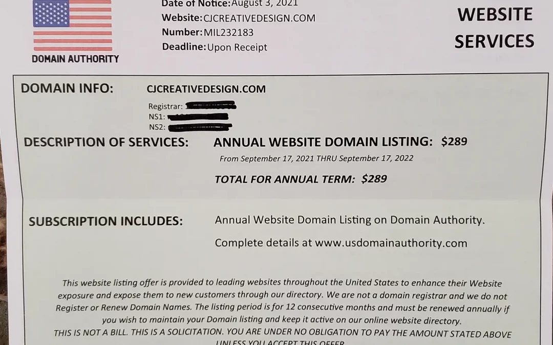 Domain Renewal in the Mail?